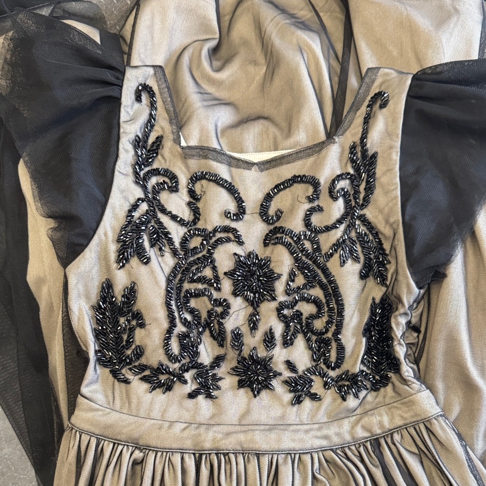 Elegant Kids Formal Dress with Black Embroidery